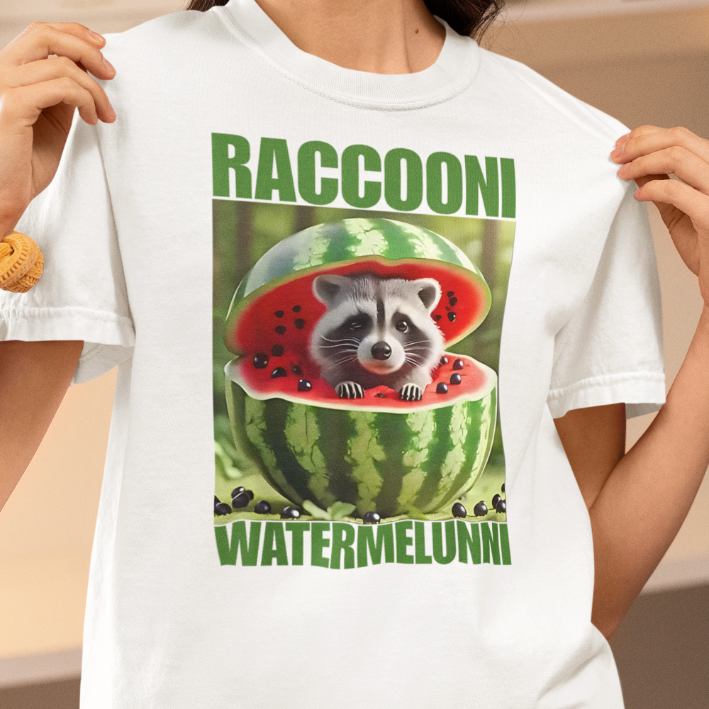 83-049b-tricko-s-potlacou-raccooni-watermelunni-vtipne-tik-tok-italian-brainrot-taliansky-brainrot-social-media-gen-alpha-srandovne-vtipne-tricko