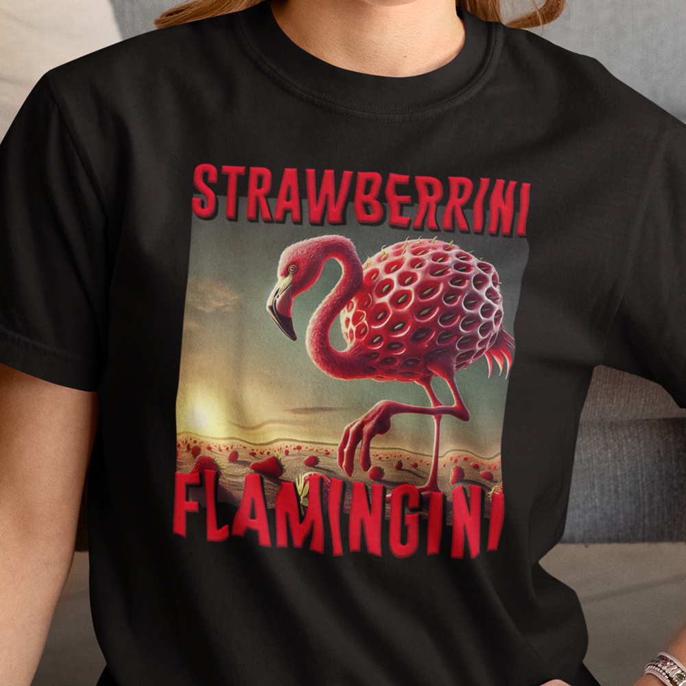 83-051c-tricko-s-potlacou-strawberrini-flamingini-vtipne-tik-tok-italian-brainrot-taliansky-brainrot-social-media-gen-alpha-srandovne-vtipne-tricko