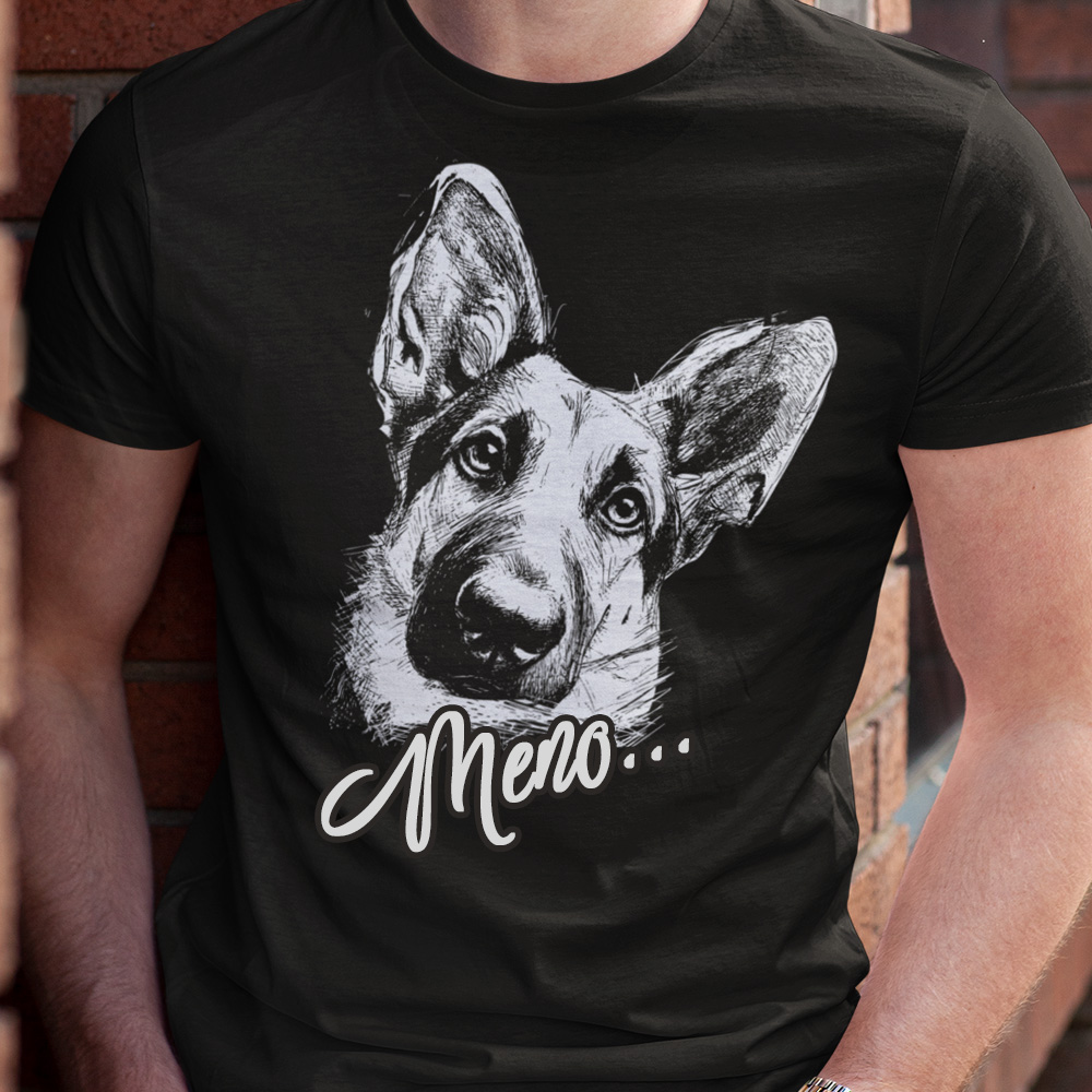 85-020c-tricko-s-potlacou-german-shepherd-nemecky-ovciak-pes-dog-steniatko-skica-sketch-lineart-domace-zvierata-zvieratka-funny-steniatko-psik-vtipne