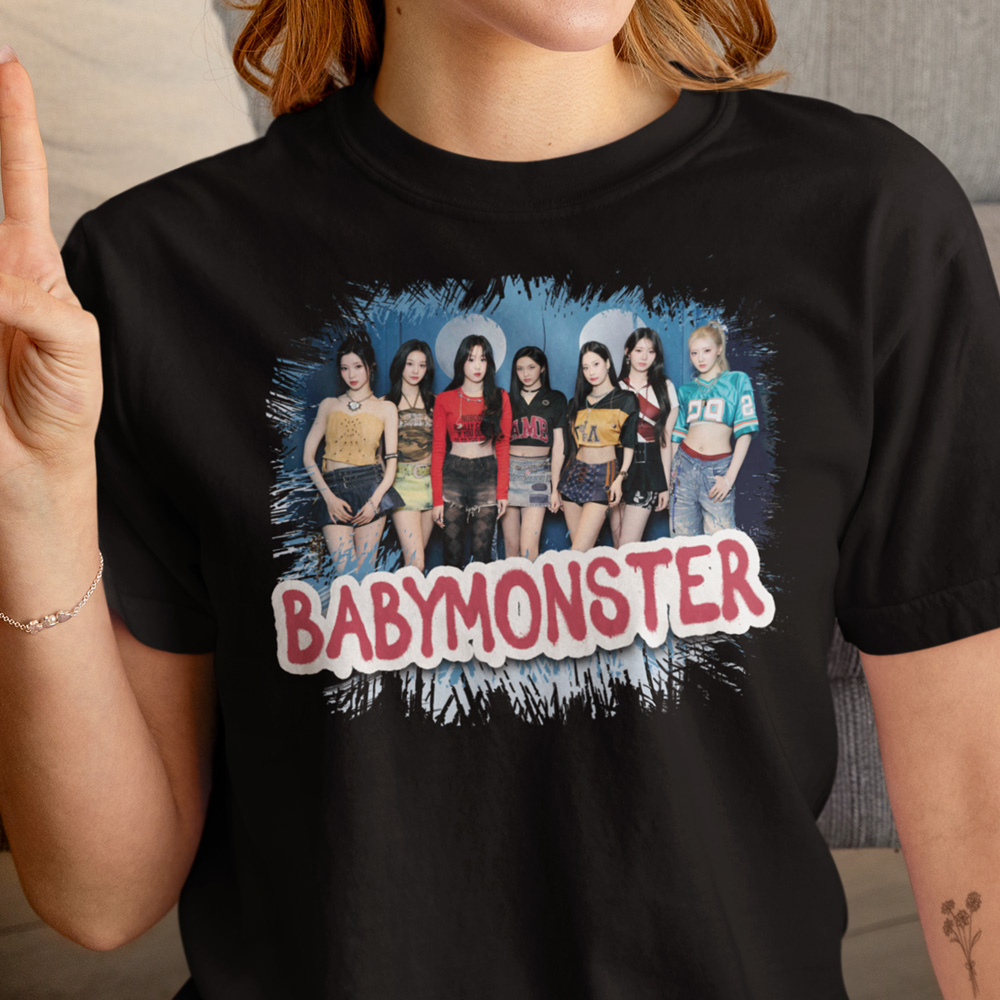 57-300c-tricko-s-potlacou-babymonster-k-pop-70s-80s-90s-2000s-funky-music-abstract-hudba-world-music-mtv-hip-hop-rnb-rock-reggae-metal